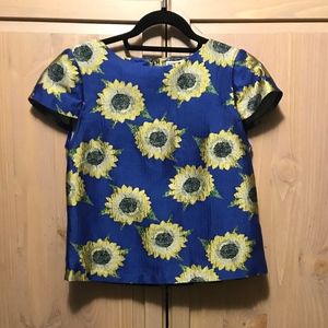 Alice+Olivia Sunflower Jacquard "Jorgie" Top